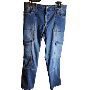 C ESTABLISHED 1946 DENIM CARGO PANTS JEANS SIZE 10 HI RISE SOFT POCKETS